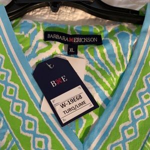 Barbara Erickson dress turquoise and green